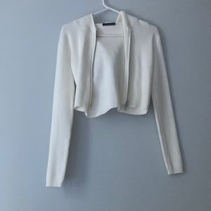 Brandy Melville ribbed cropped zip up hoodie